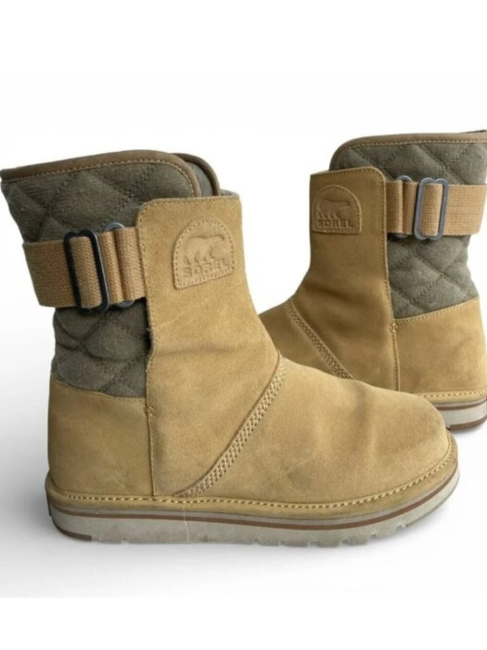 Sorel Campus Beige Tan Suede Leather Insulated Winter Boots NL2068-373 Women's 9